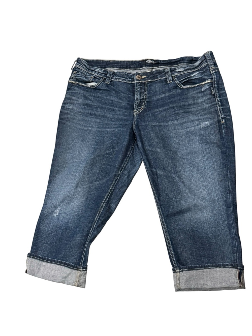 Silver Jeans Dark Wash Boyfriend Crop capri Jeans Rare Sz 16